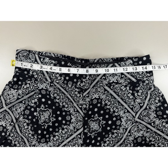 Monteau Los Angeles Linen Blend Wide Leg Bandana Print Pants XL Black White - Picture 6 of 11